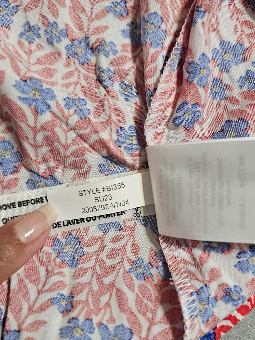 J.Crew Floral Sleeveless Top Small Red Blue Print Swing Tank Boho Cottagecore - Picture 9 of 9